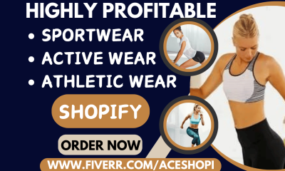 I will design Shopify ecommerce store for sportswear, activewear, yoga jerseys, and athletic wear