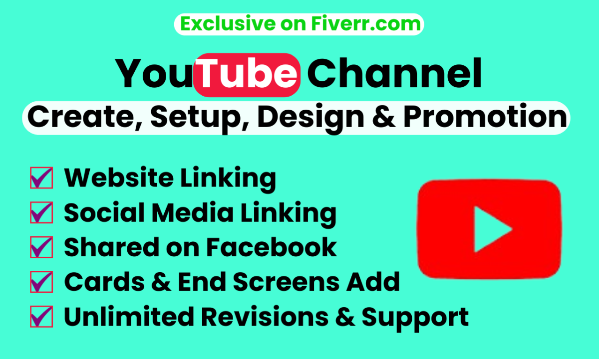 I will create and setup youtube channel with logo, intro outro, SEO