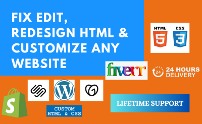 I will fix, edit, redesign html, shopify, wordpress website, custom code, site seo