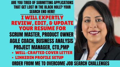 I will craft scrum master resume, project management agile resume pmp resume writing