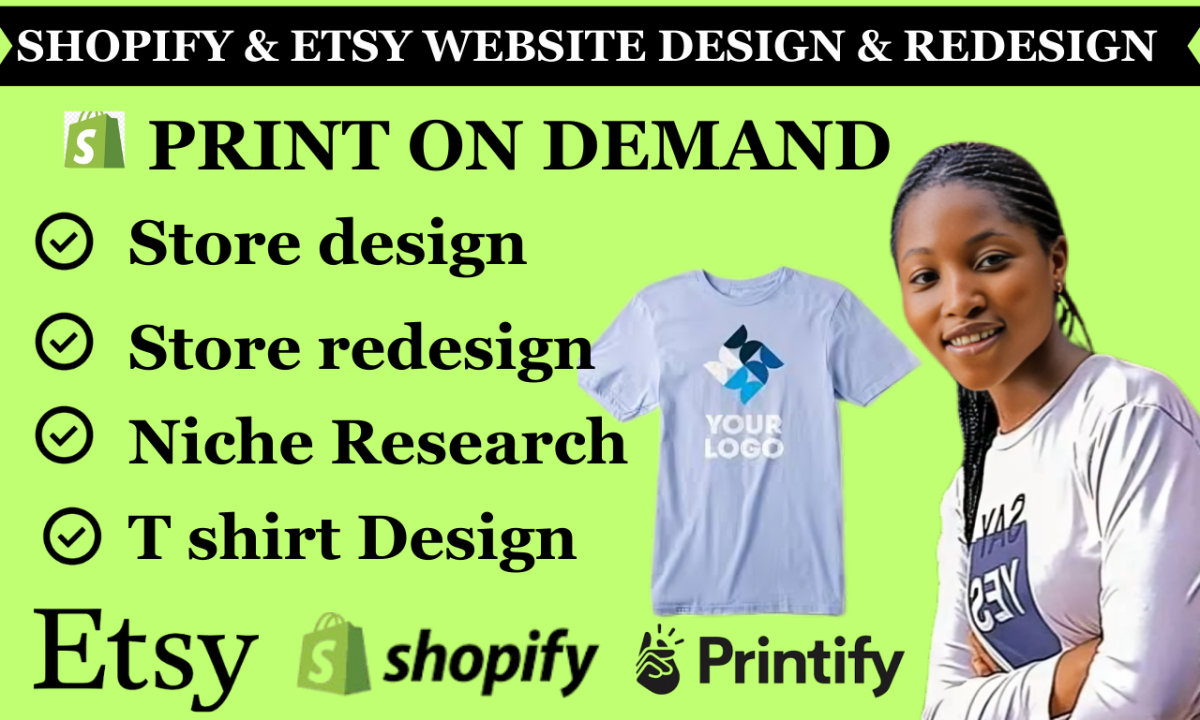 I will set up a branded dropshipping website t-shirt design pod store design