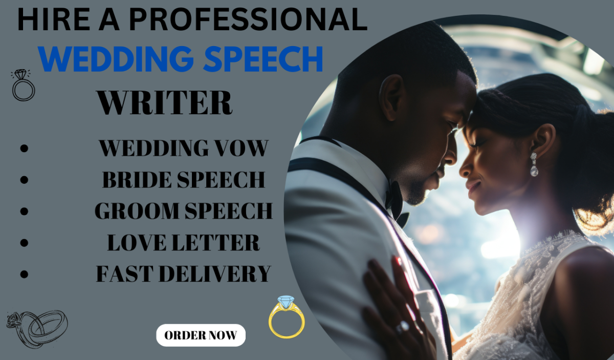 I will write top wedding speech wedding vow motivational speech bestman speech in 2hrs