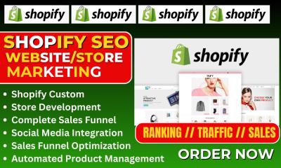 I will do Shopify sales funnel marketing SEO optimization store traffic and promotion