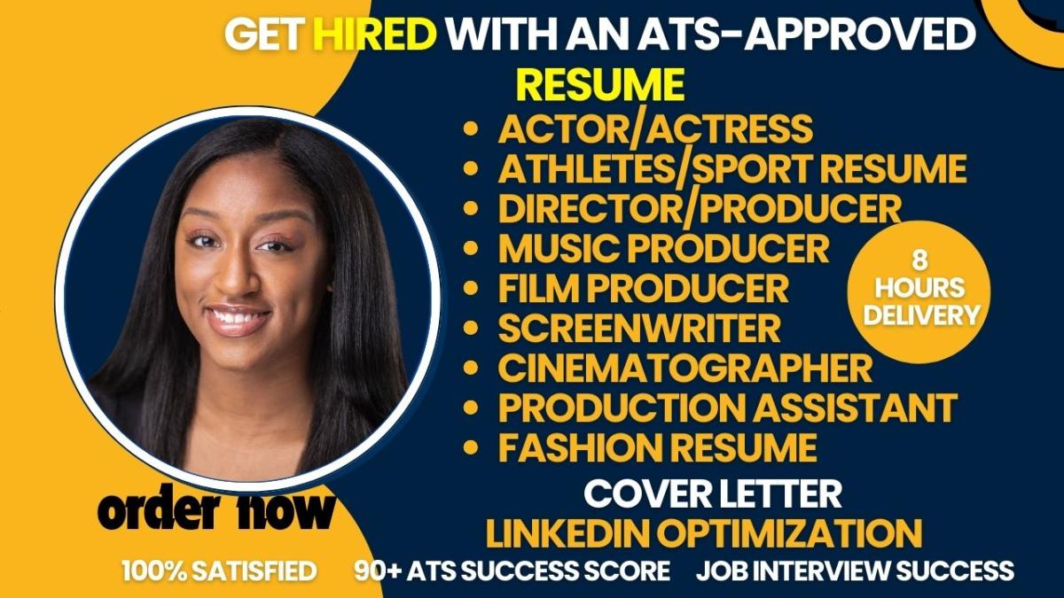 I will write entertainment, media, actor, actress, and music resume and cover letter