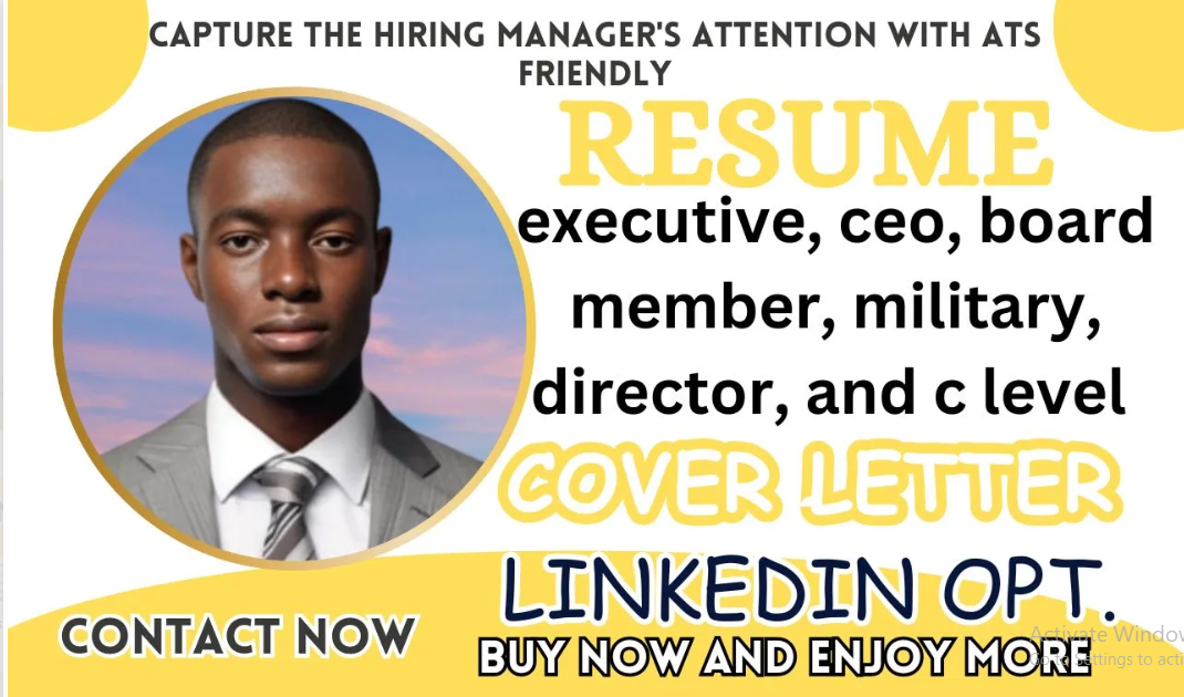 I will write your executive, CEO, board member, military, director, and C-level resume