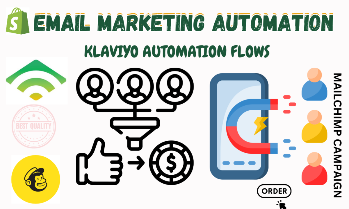 I will set up email marketing flows and automation using klaviyo and mailchimp