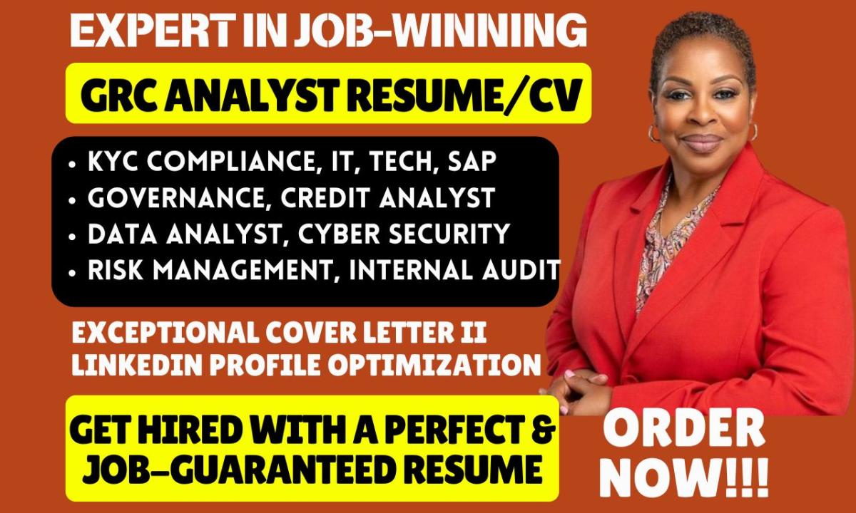 I will write sales, tech, IT, GRC lead, compliance, cyber security, risk analyst resume