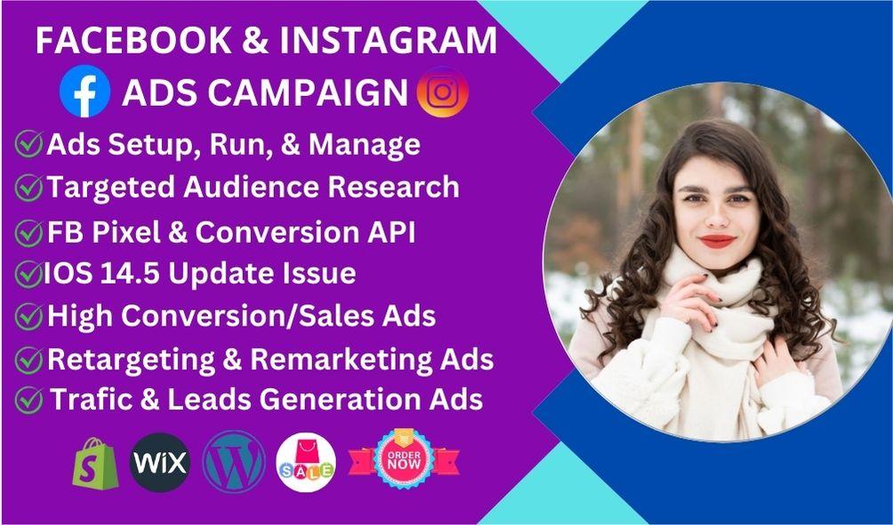 I will be your facebook ads campaign manager, run fb ads, shopify fb ads, instagram ads