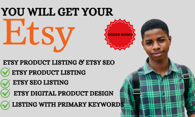 I will do Etsy product listings, Etsy SEO listing, Etsy digital product design