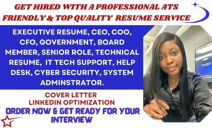 I will write winning executive resume technical resume cover letter and LinkedIn