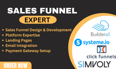 I will do custom sales funnel in simvoly, builderall, systeme io and clickfunnels