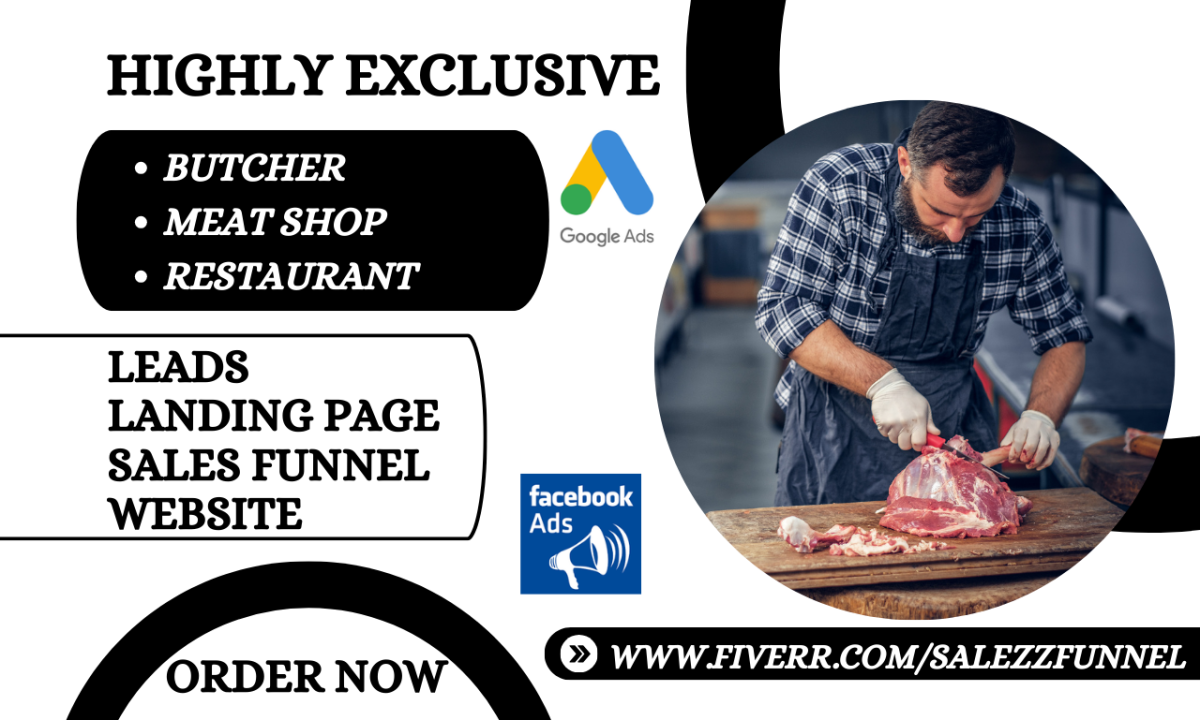 generate highly exclusive butcher leads meat shop landing page butcher website