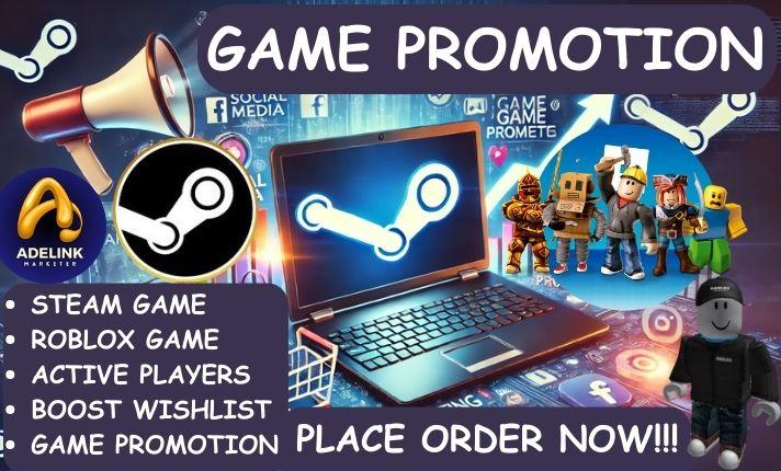 I will promote and advertise your steam game, roblox game, online gaming to get players