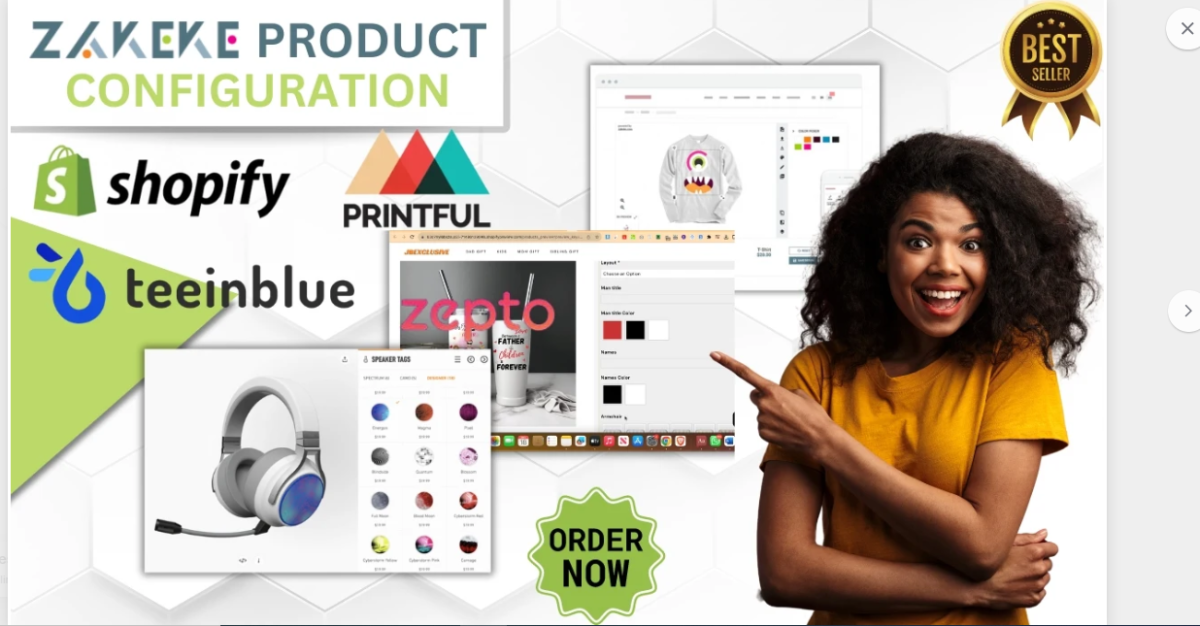 I will design 2d 3d product on zakeke shopify printful zepto pod store customization