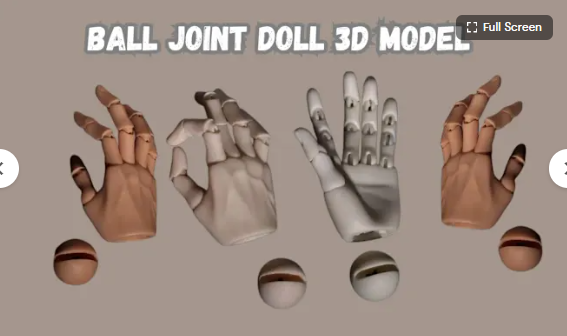 I will sculpt a 3D doll, ball jointed model, and an articulated toy design