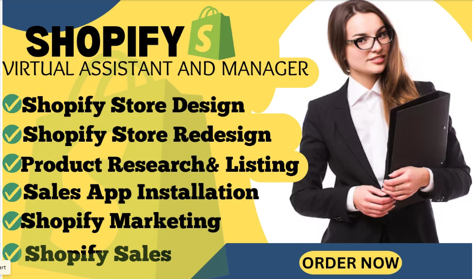 I will be your Shopify virtual assistant Shopify VA store manager dropshipping manager