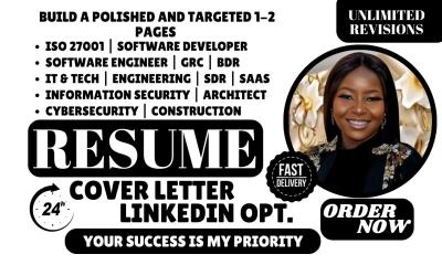 I will write ATS resume for Software Engineer, Cybersecurity, ISO 27001, Cloud Engineer