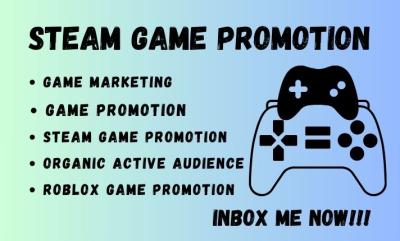 I will do Roblox game promotion, game promotion to get more visibilities and wishlist