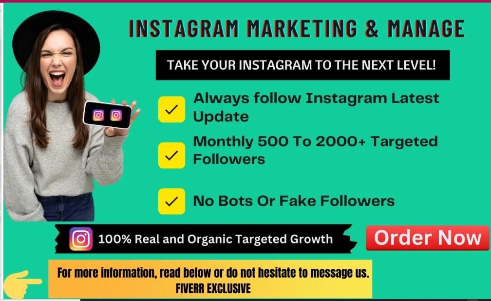 I will be instagram marketing manager and promotion for super fast organic growth