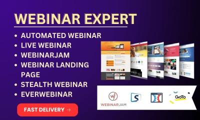 I will design a webinar funnel, integration, webinarjam everwebinar, clickfunnels page