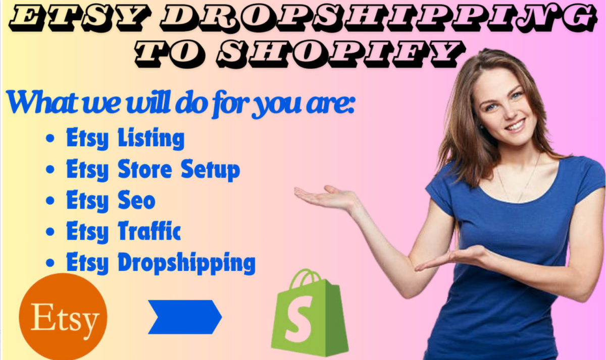 I will do Etsy dropshipping to Shopify, Etsy SEO, Etsy shop setup, Etsy product listing