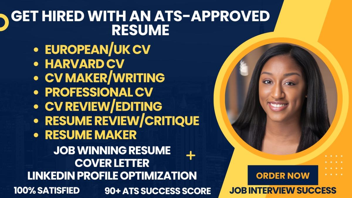 I will write a professional UK CV, harvard CV, european CV maker, and resume maker