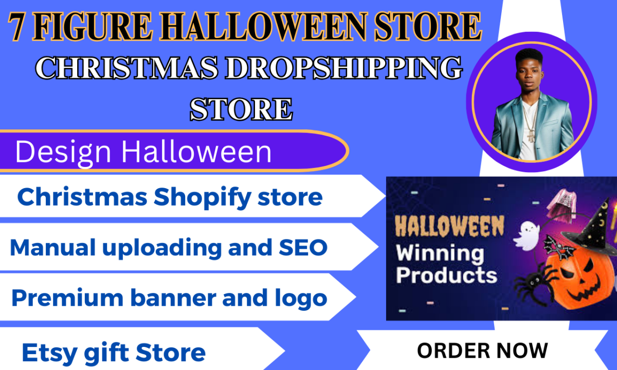 I will design Christmas dropshipping store and Halloween store