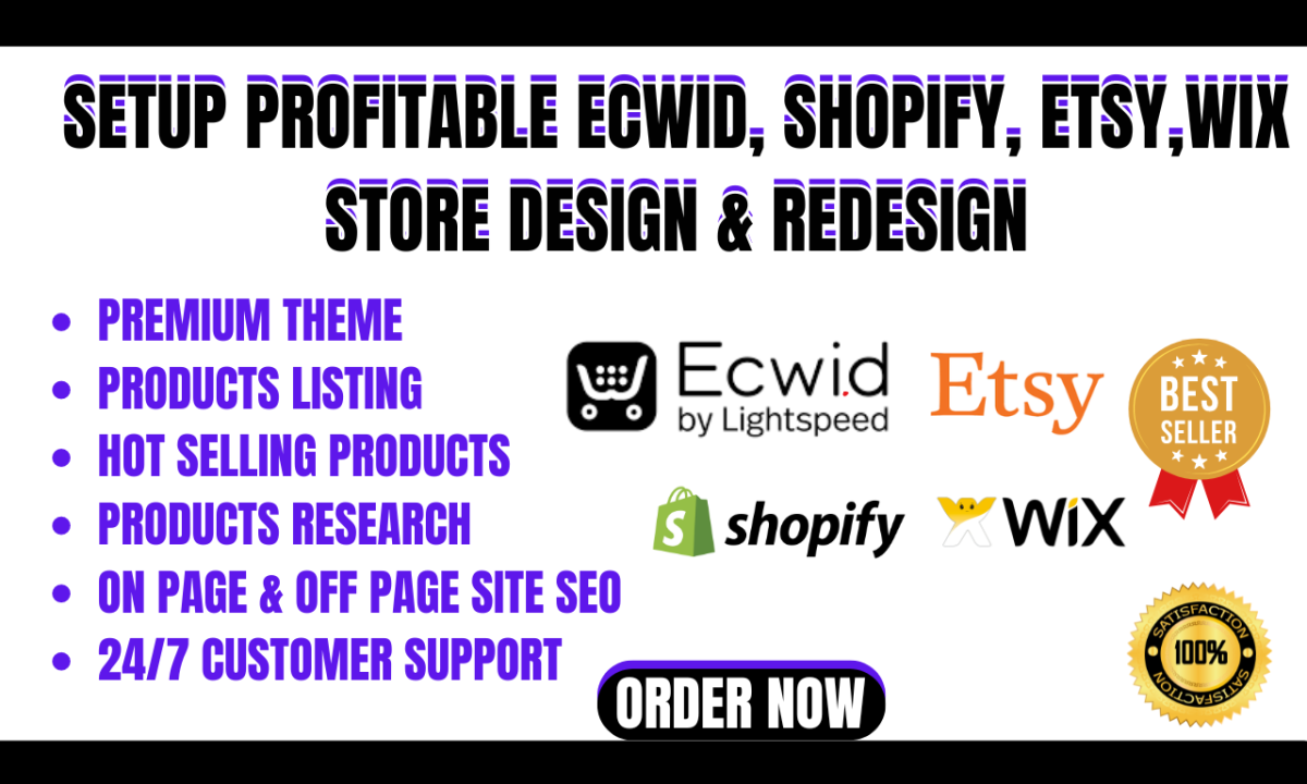 I will setup a profitable shopify, ecwid, or etsy store design for dropshipping