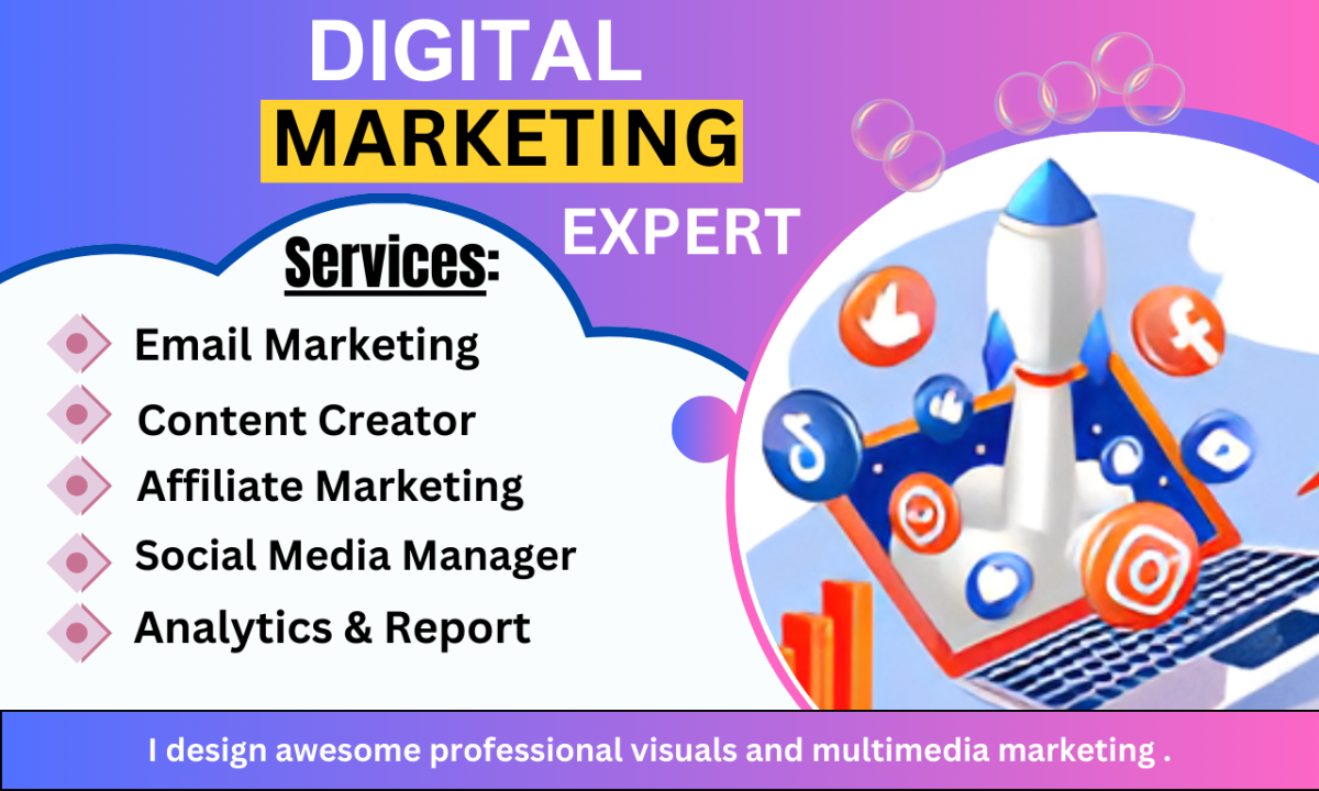 I will be your digital marketer, SEO expert, and social media manager