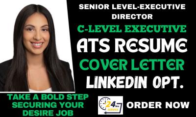 I will write CEO, COO, SVP, CTO, VP, CFO, Senior, Executive, Director resume