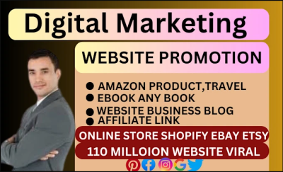 I will promote your business website, shopify, amazon, crypto coin product, book any