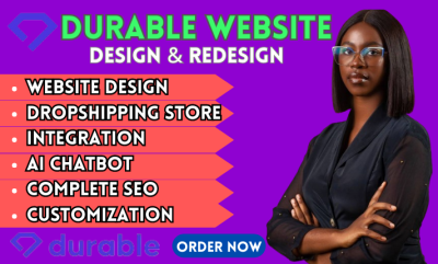 I will design, build modern durable ai website, customize, redesign durable ai website