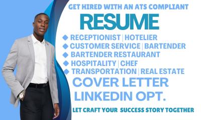 I will craft a perfect resume for receptionist, hotelier, and customer service positions