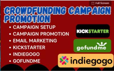 I Will Create and Promote Your Crowdfunding Campaign, Kickstarter, Indiegogo, GoFundMe