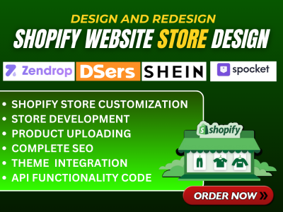 I will create shopify dropshipping store shopify website design shopify website redesign