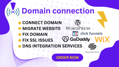 I will fix domain setup domain custom domain transfer domain to shopify wix, wordpresswebsite