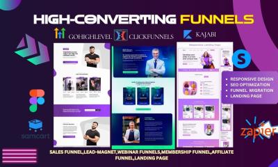 I will build high converting landing page, sales funnel in clickfunnels, ghl, kajabi