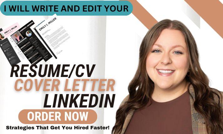 I will deliver professional resume writing cv resume cover letter and linkedin