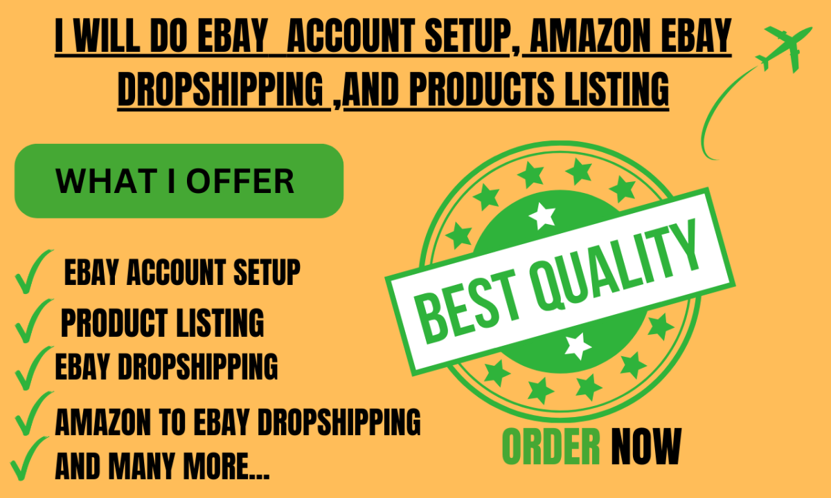 I will do Amazon to eBay dropshipping eBay account setup and product listing