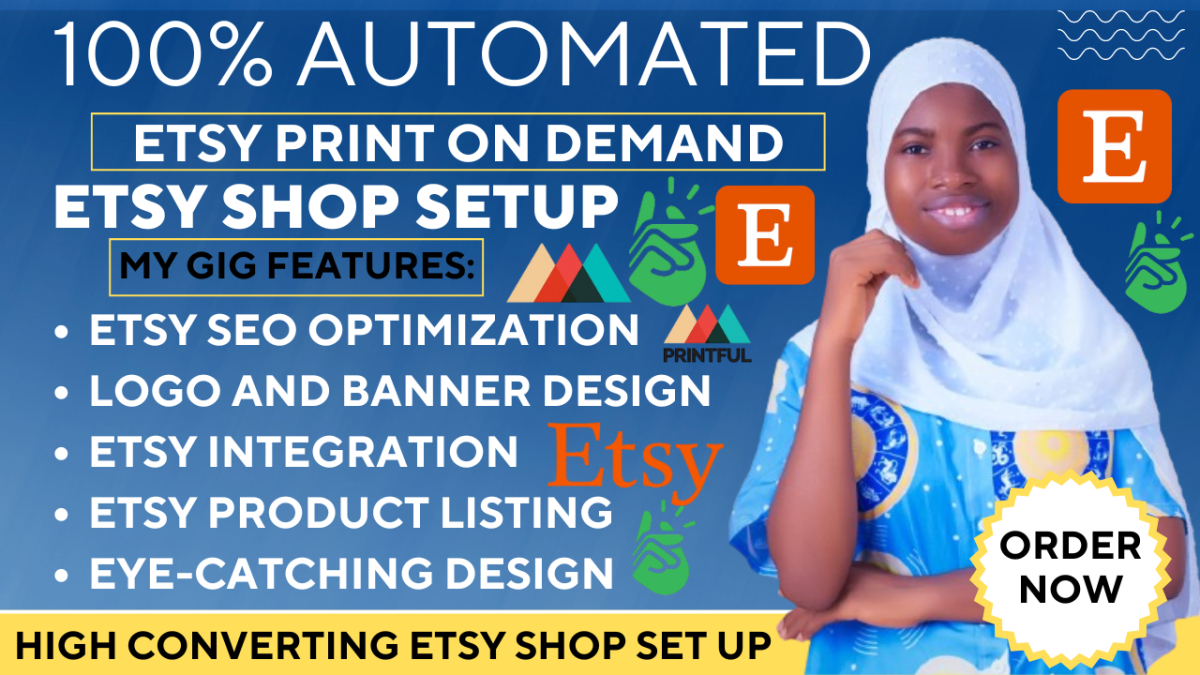 I will setup Etsy print on demand, Etsy SEO, Etsy shop, Etsy print on demand, Etsy