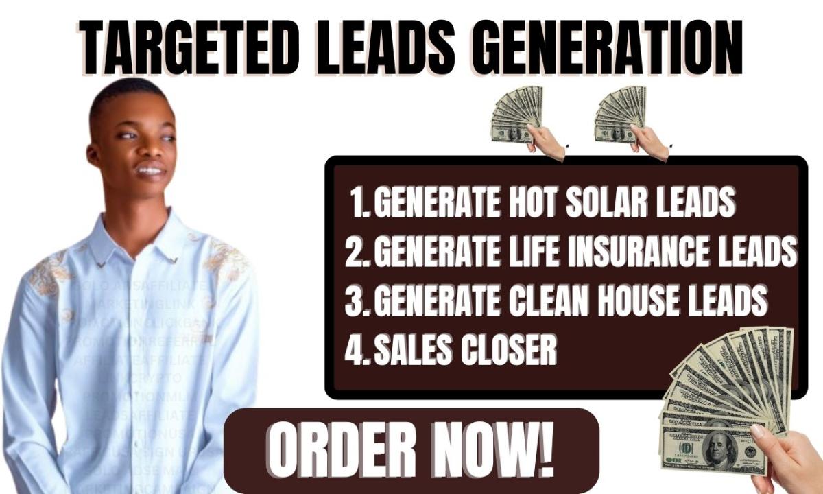 I will generate hot solar leads Amazon leads life insurance leads for sales closer