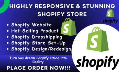 I will create stunning Shopify dropshipping store Shopify website design and redesign