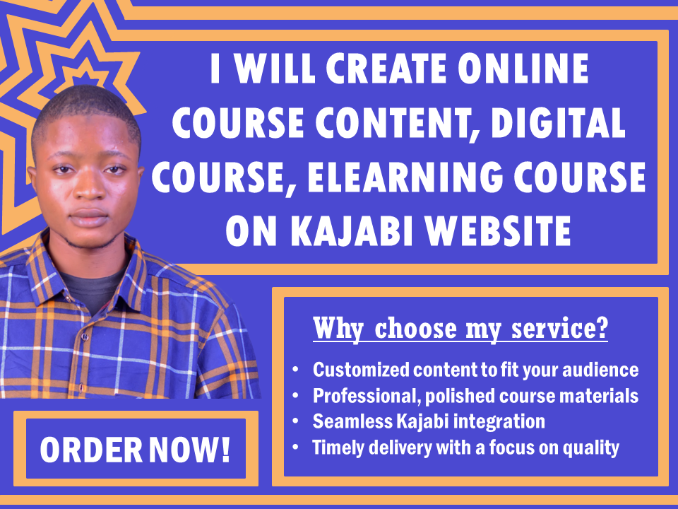 I will create online course content, digital course, elearning course on kajabi website