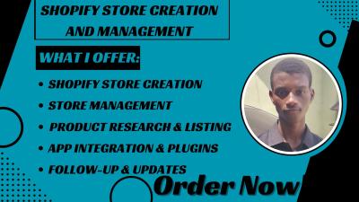 I will do Shopify store creation, customization, and marketing