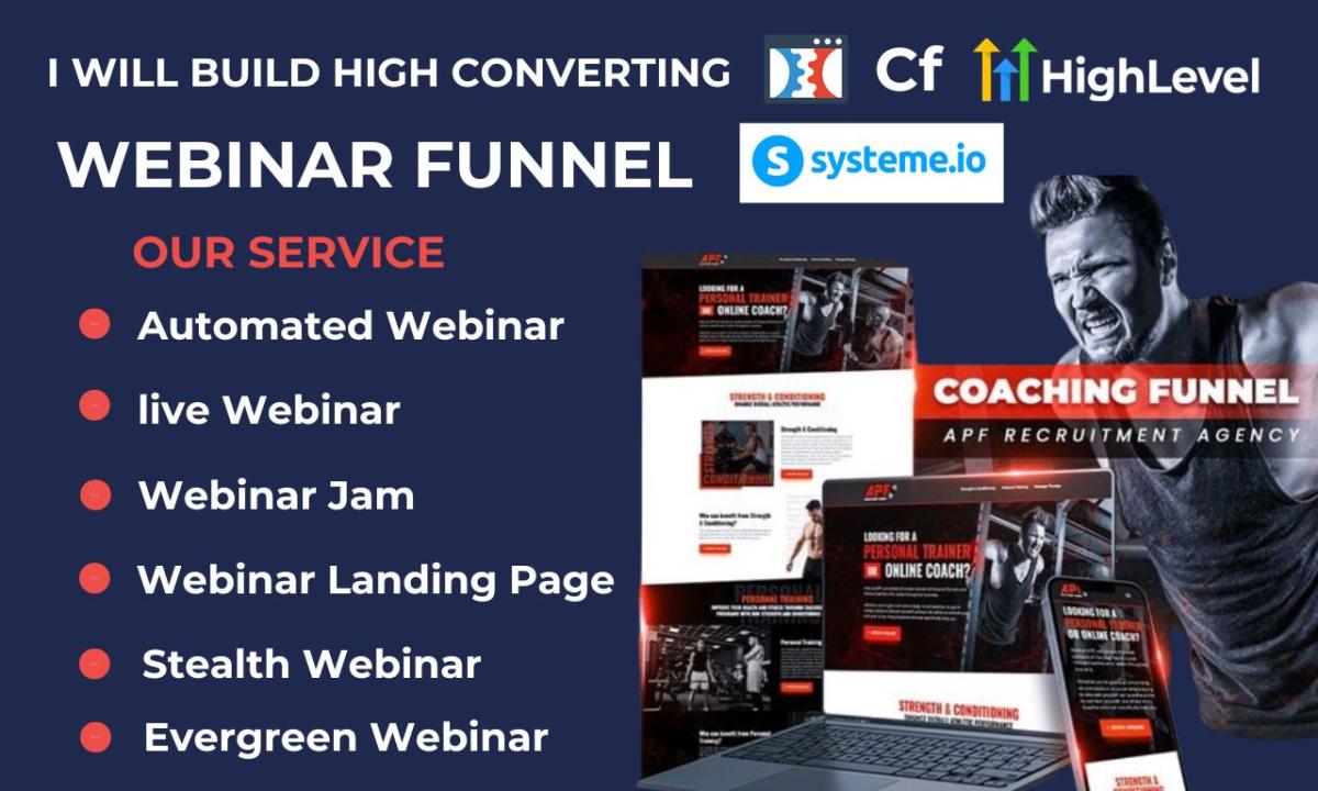 I will build clickfunnels, groove funnels, groovepages, groovekart funnelish, leadpages