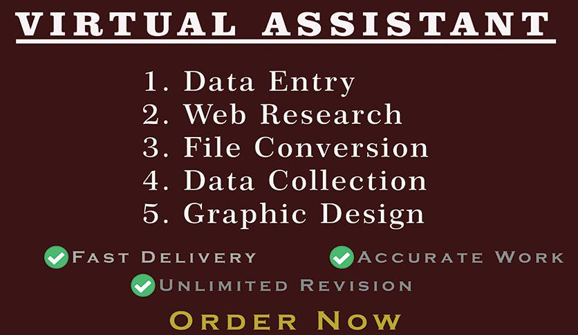 I will be your personal virtual assistant, web research, data entry