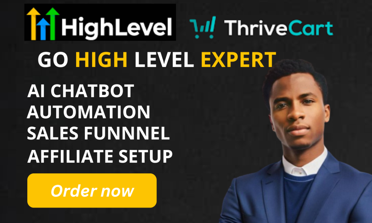 I will design expert gohighlevel website click sales funnel thrivecart go high level