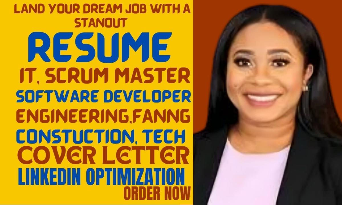 I will write construction tech IT software civil fanng realtor and engineering resume