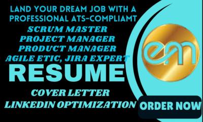 I will write a professional scrum master, project manager and product owner resume