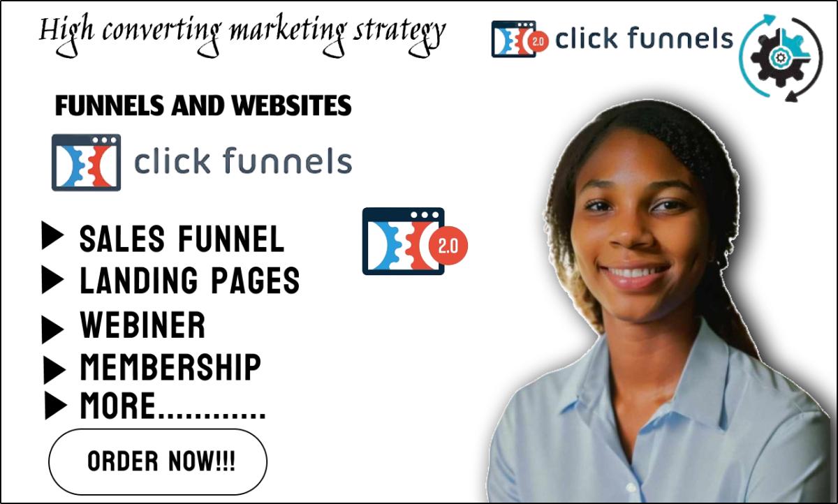 I will create gohighlevel clickfunnels systeme io thrivecart click kajabi sales funnel